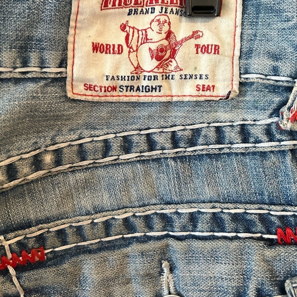 True Religion "WORLD TOUR" Men’s/ size 31/ Ricky Red Stitch Super T jeans - Picture 8 of 16